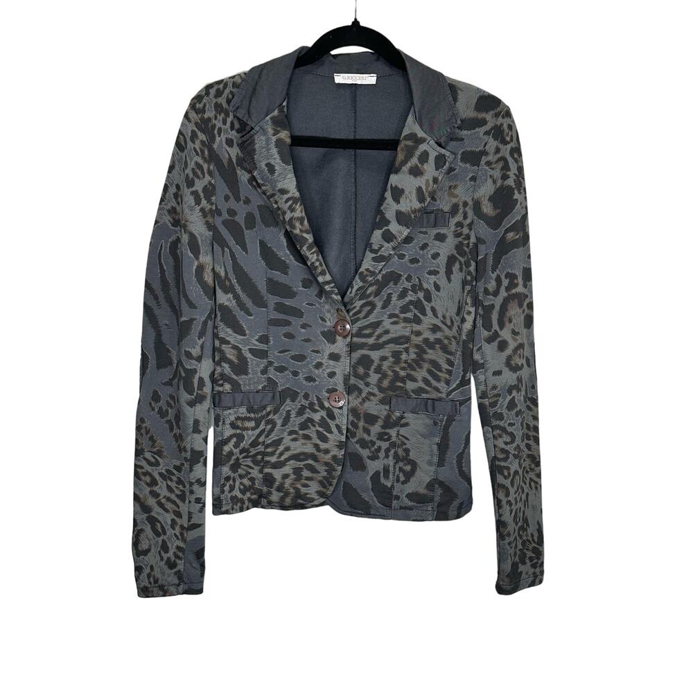 G. Ricceri Italy Women's Animal Print Two Button Blazer size Medium